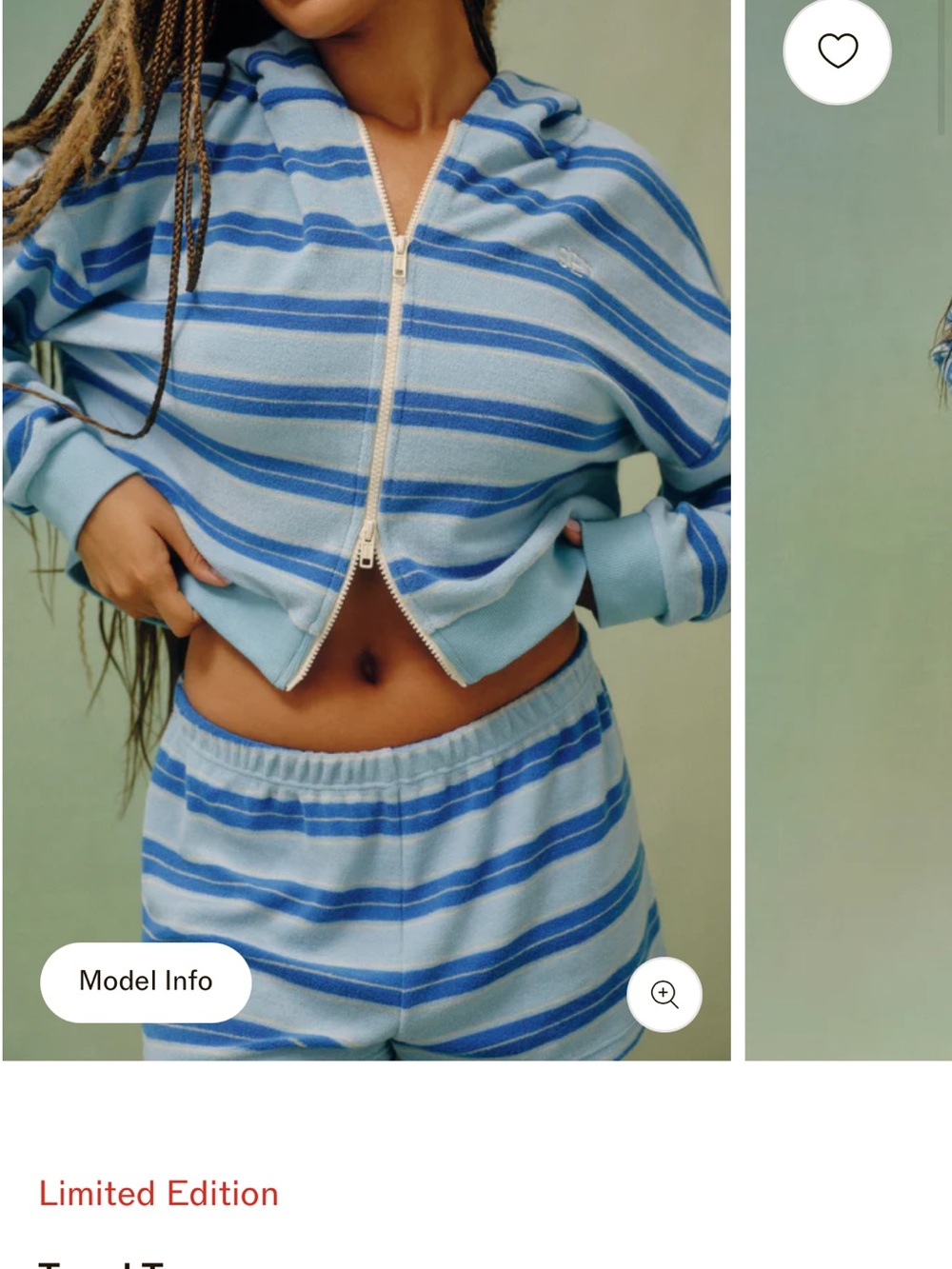 SET Active Blue Striped Cropped Hoodie & Shorts Set - Picture 2 of 3